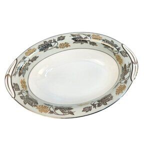 Noritake China 5487 Oval Dish With Floral Leaf Design Made In Japan Porcelain